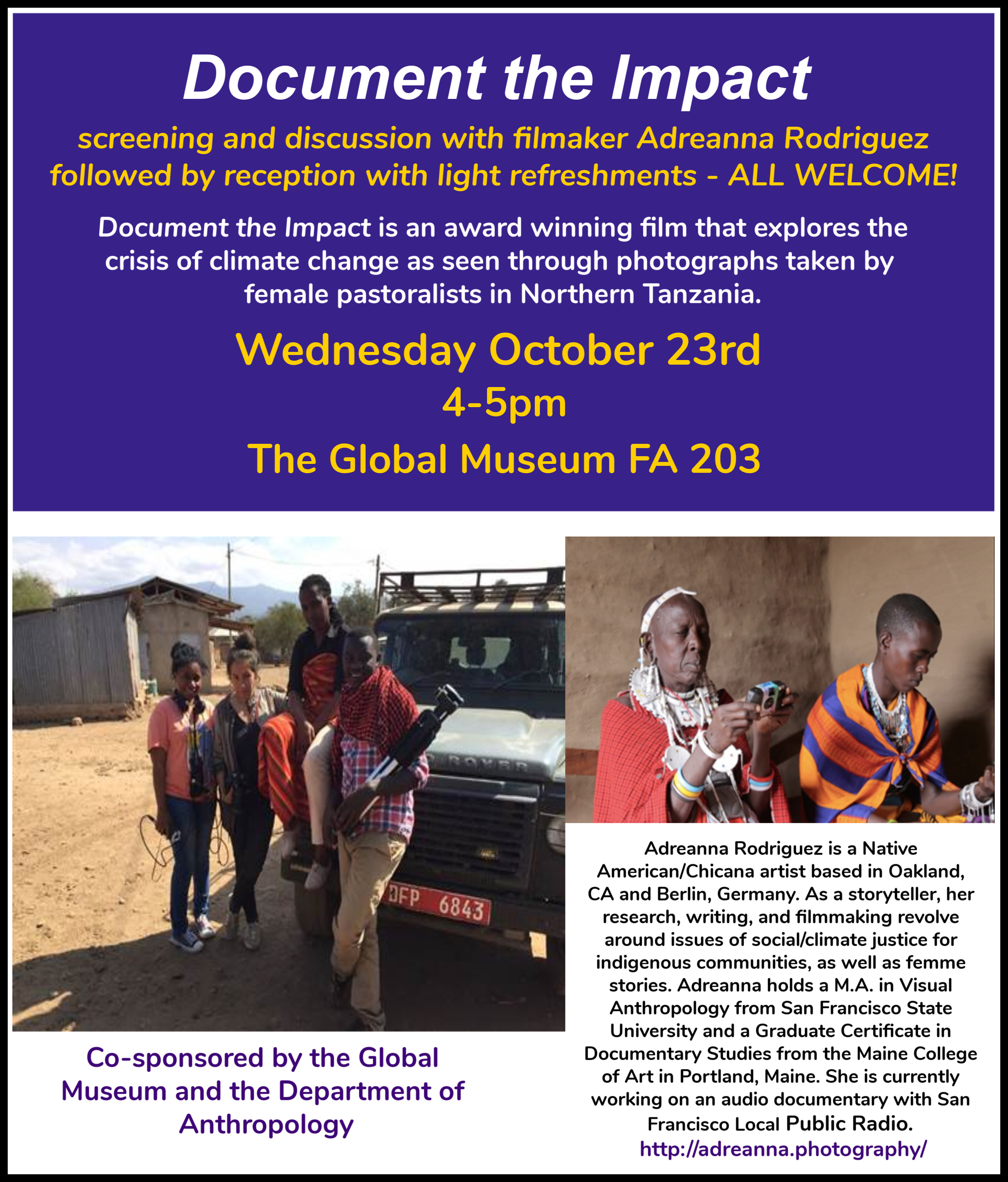  Document the Impact: A Screening and discussion with filmmaker Adreanna Rodriguez